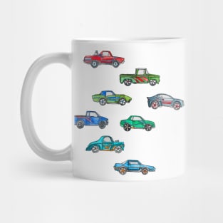 Little Toy Cars in Watercolor on White Mug